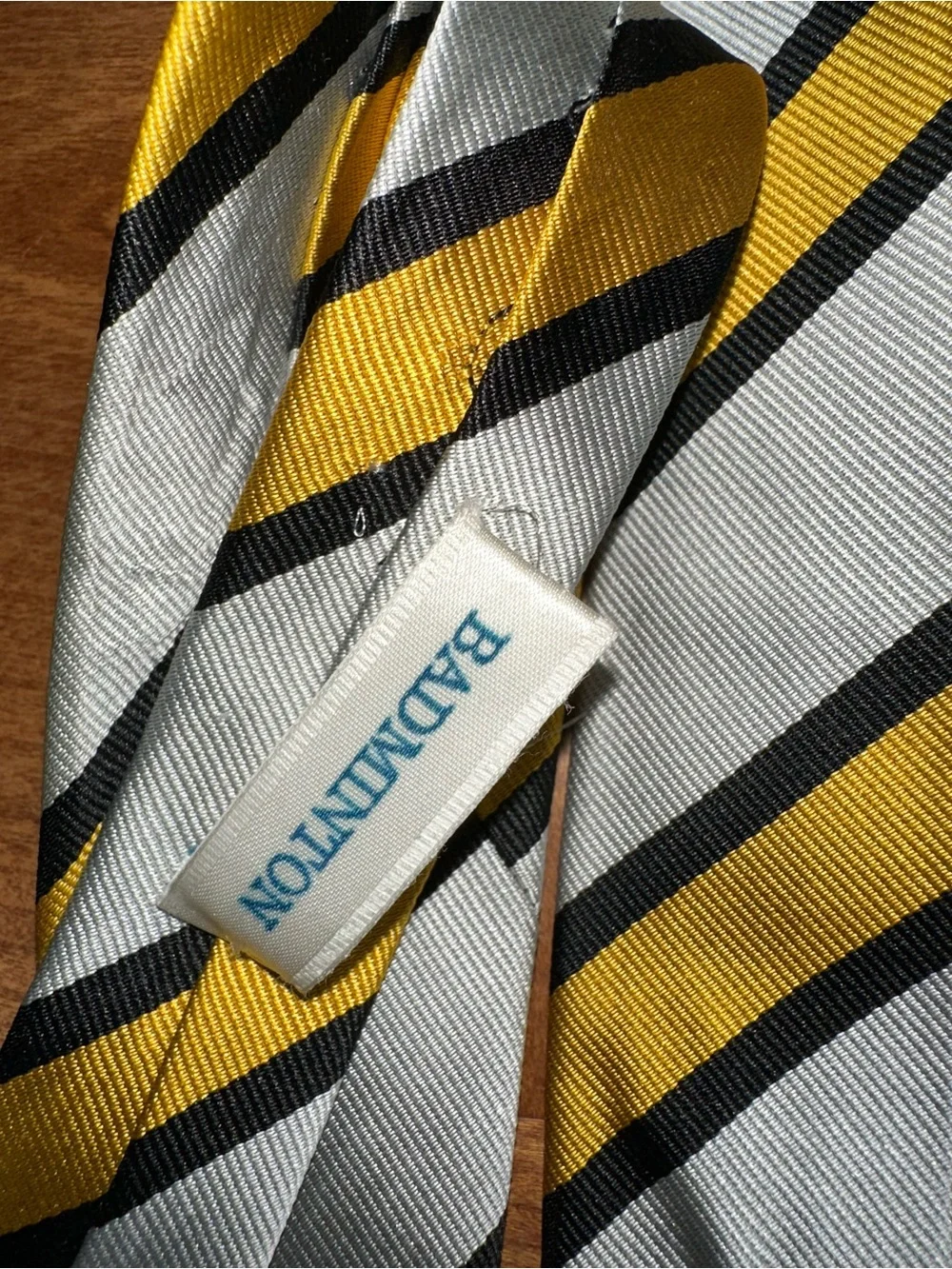 Club Room Silk Yellow, White & Black Diagonal Stripe Tie